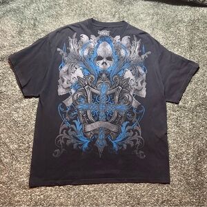 MMA Elite Y2K Skull Blue Black t shirt 2XL